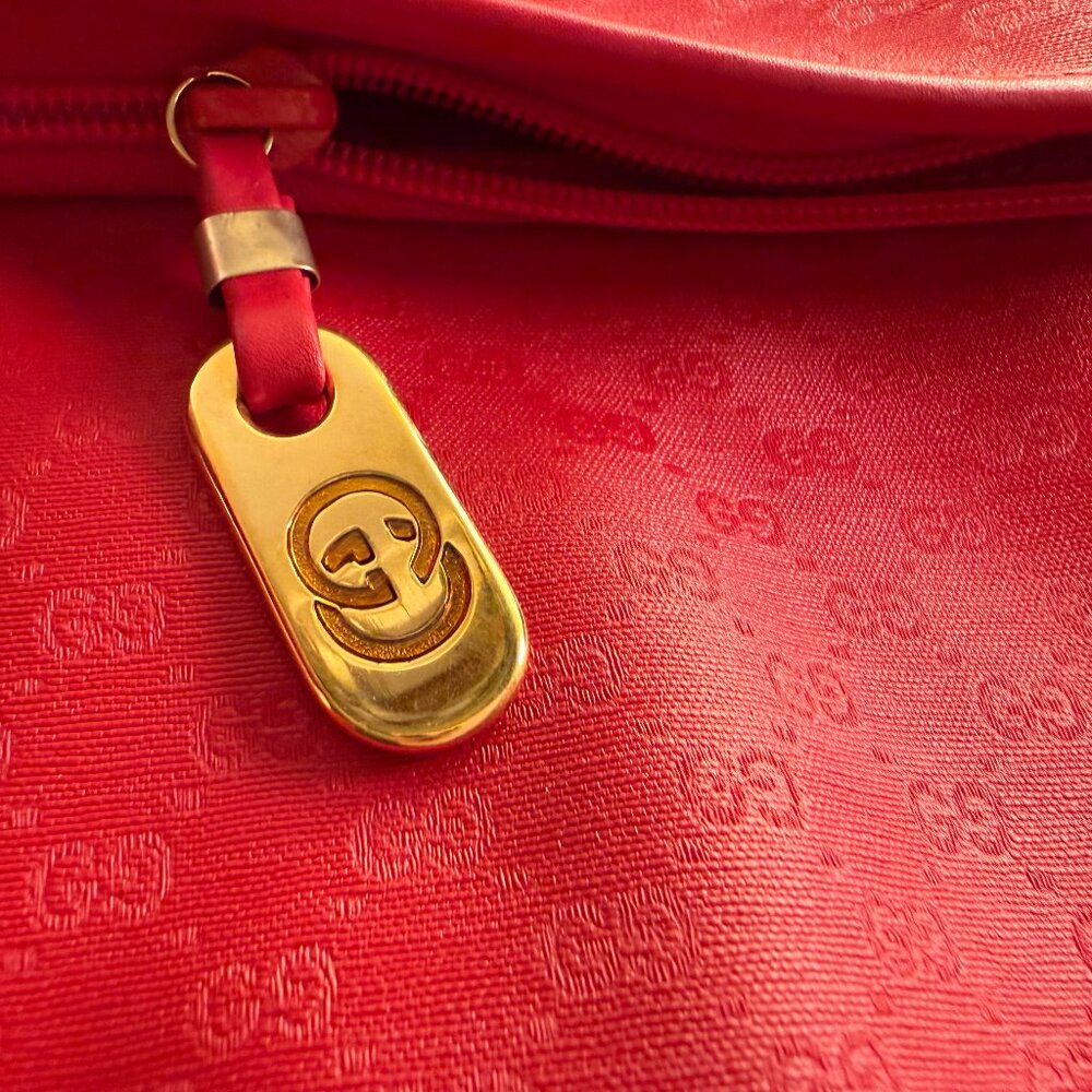 Vintage Cherry Red Gucci Tote Bag "Gucci Signature Guccisima"  80's - Picture 8 of 9